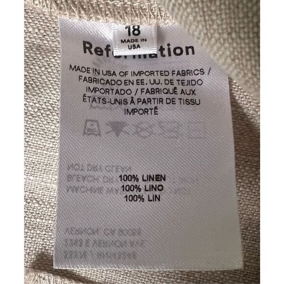 Reformation Alex Mid Rise Linen Pant in Oatmeal NWT Size 18 - Picture 9 of 9